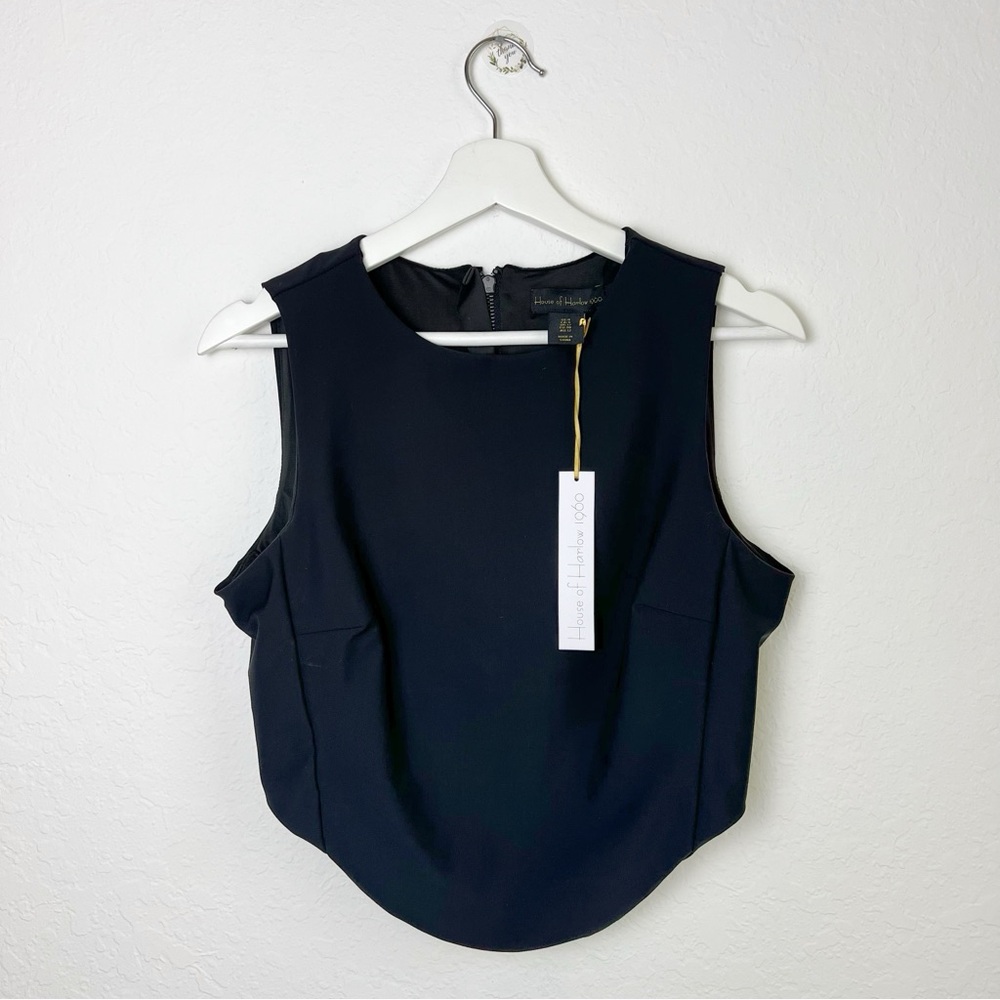 House of Harlow 1960 Black Sleeveless Crop Tank Top